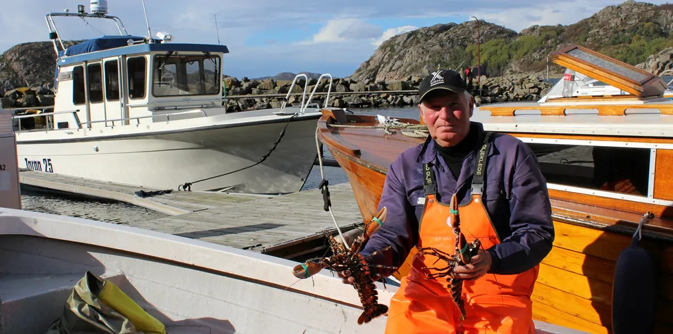 – Jeg synes gjennomsnittsfangsten per hummerteine har vært på omtrent samme nivå som i fjor, sier Erling Kristensen fra Korshamn i Lyngdal.