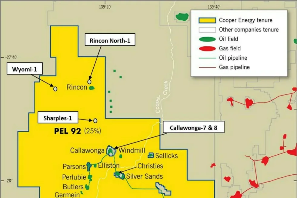 Cooper basin permit: the Parsons oilfield lies in PEL 92