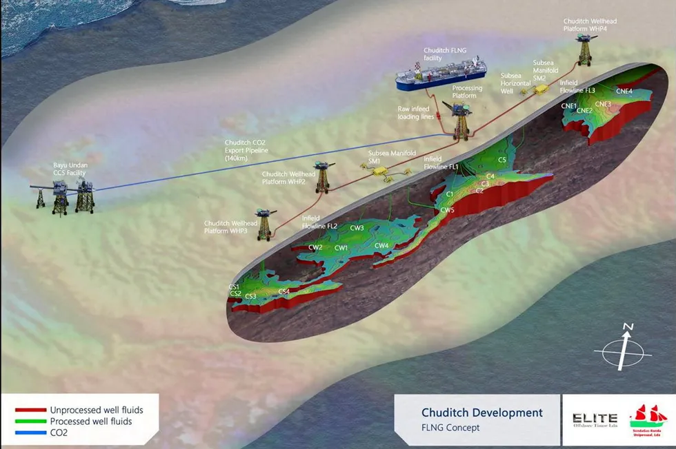 Floating LNG is one considered development concept for Sunda Energy's Chuditch gas field offshore Timor-Leste.