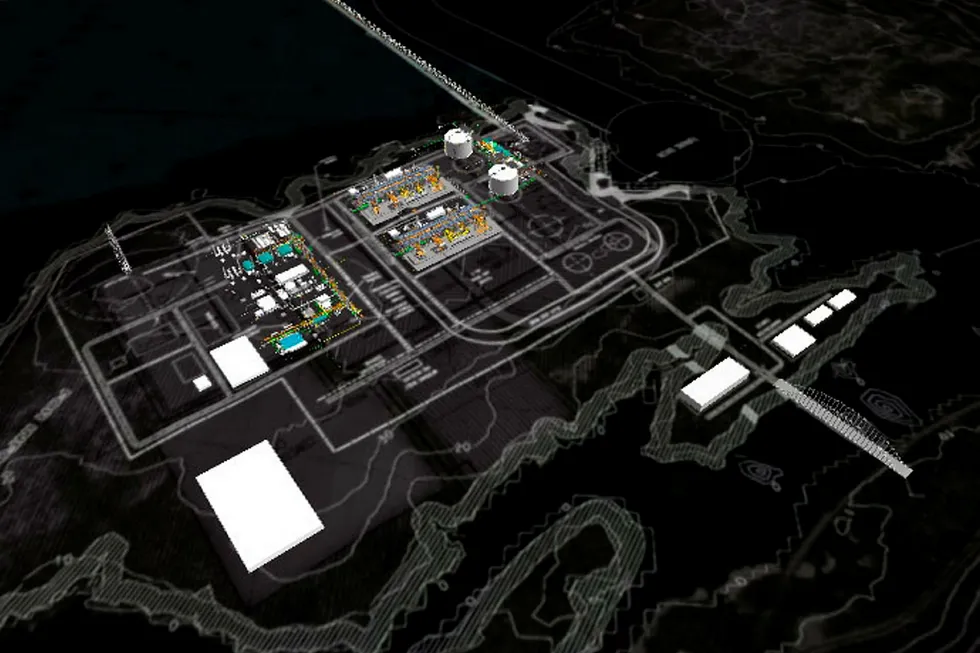 Options open: an artist rendering of Petronas’ proposed Pacific Northwest LNG project on Lelu Island in British Columbia, Canada