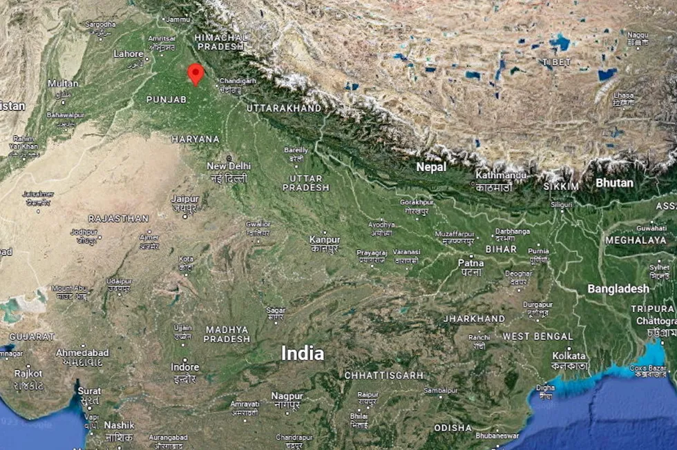 The location of the crash, in Punjab state.