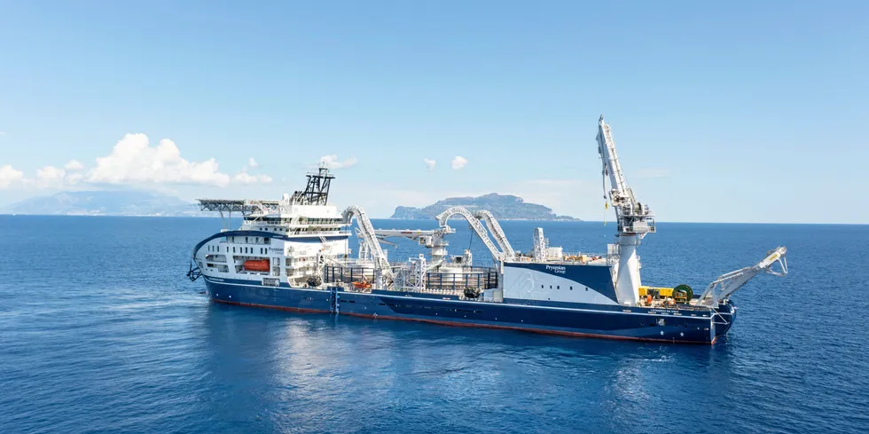 Prysmian's Leonardo da Vinci vessel recently finished what is billed as the world’s longest power interconnector over land and sea between Denmark and the UK