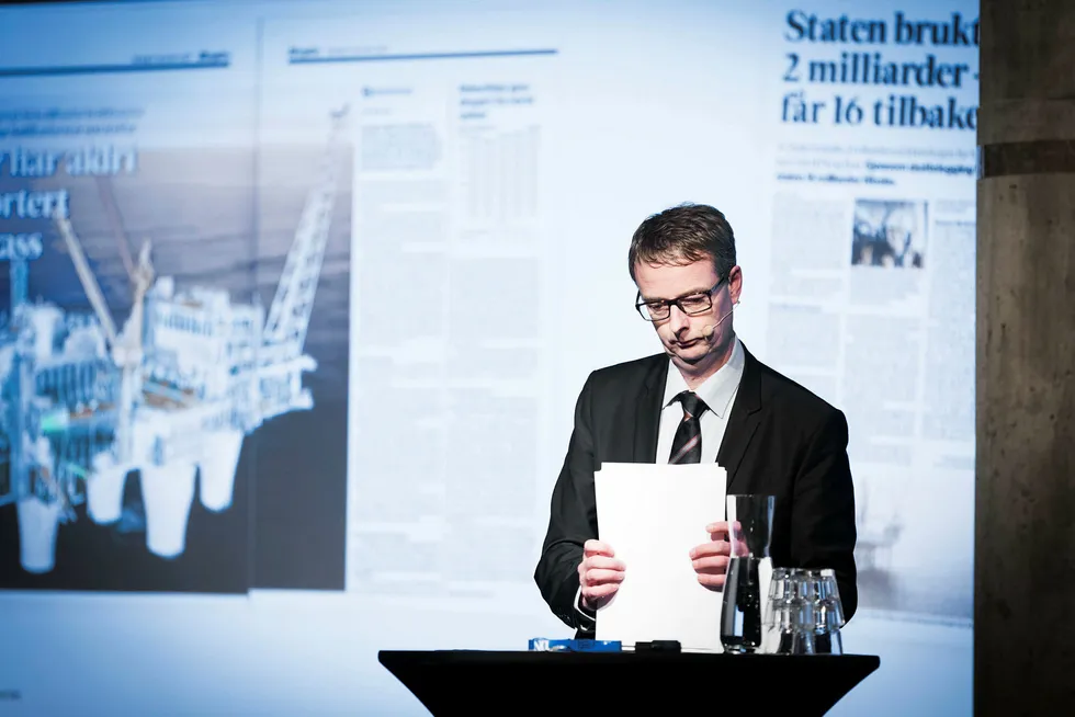 Under DNs energikonferanse i Oslo tirsdag brukte olje- og energiminister Terje Søviknes mye tid på å forsvare hvordan hans departement har gått frem for å kartlegge lønnsomheten i Goliat-prosjektet. Foto: Gunnar Lier