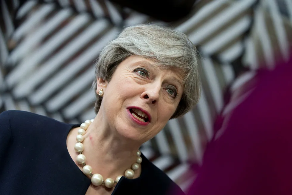 Den britiske statsministeren vil torsdag presentere linjene for en plan som skal sikre EU-borgere i Storbritannia og briter i EU etter brexit. (AP Photo/Virginia Mayo) Foto: Virginia Mayo/AP/NTB Scanpix.