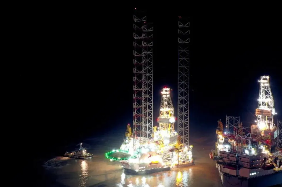 Delivered: the SinoOcean Faith heading off work on an offshore wind installation work in China
