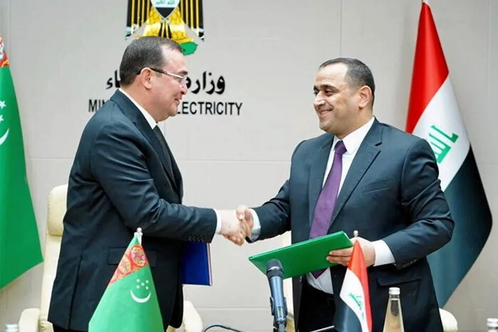 Lifeline: Turkmengaz executive chairman Maksat Babayev (l) and Iraqi electricity minister Ziad Ali Fadel (r).