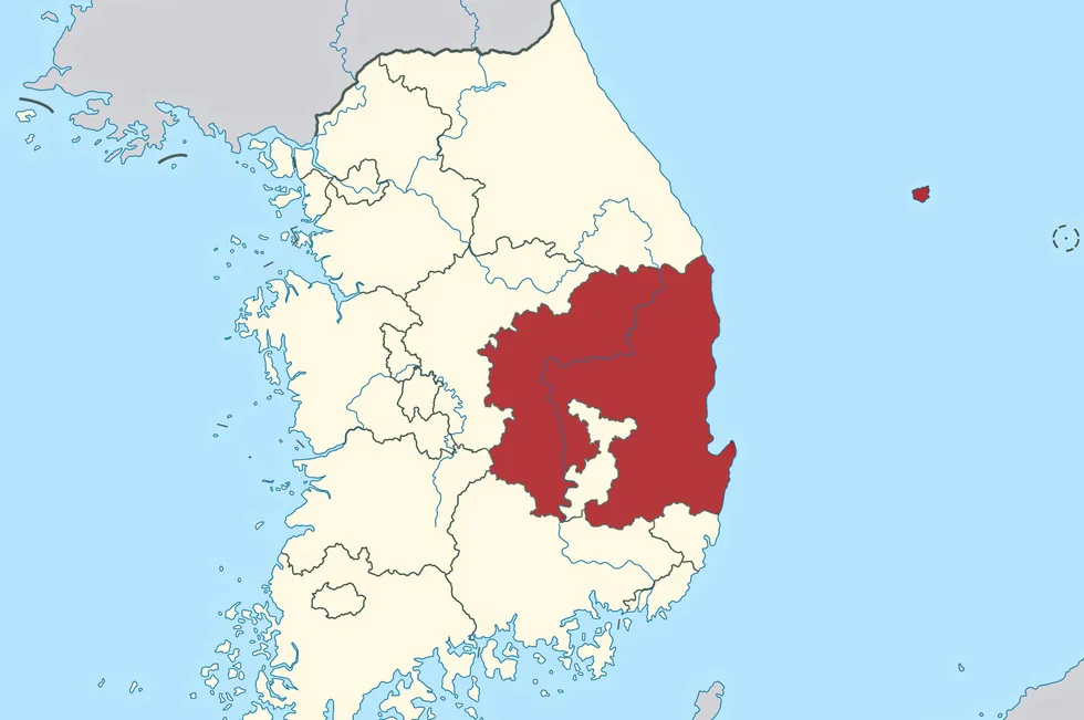 North Gyeongsang province highlighted on a map of South Korea.