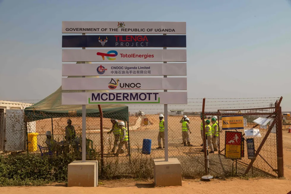 Rigging up: Work is underway at TotalEnergies' Tilenga construction site in Uganda.