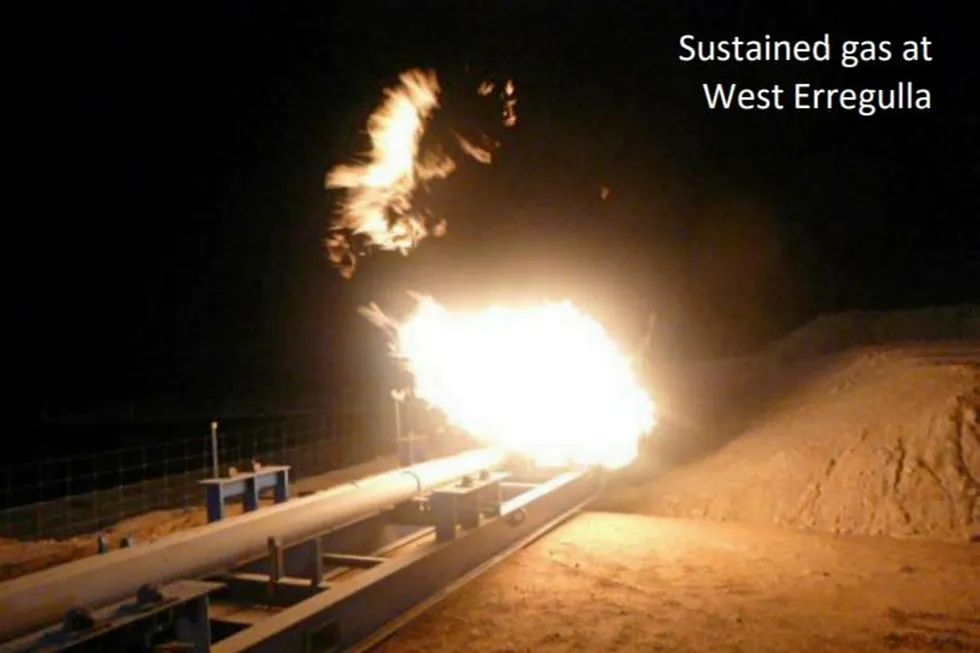 Strike Energy gas flaring at the West Erregulla-2 well last week
