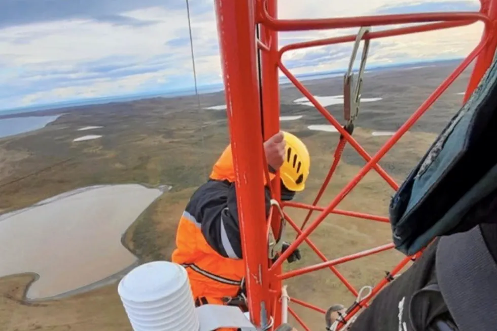 Head for heights: a meteorological mast in Tierra del Fuego, Chile, that has been gathering wind speed data for Transitional Energy Group project.