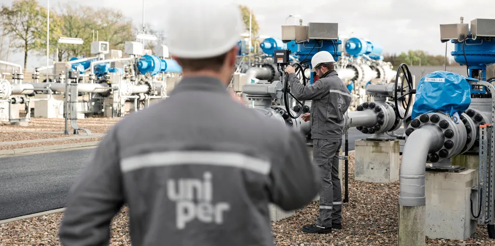 Worker at Uniper's Etzel gas storage facility