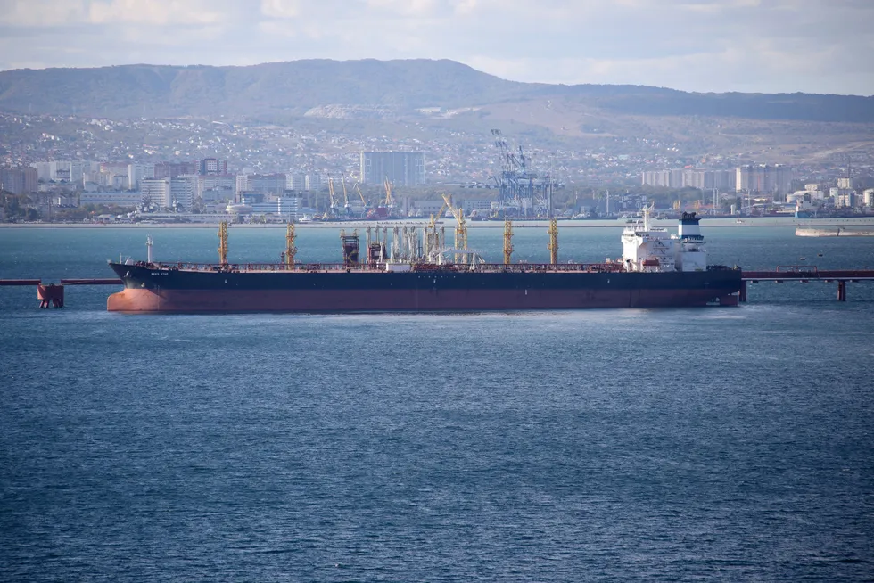 Breaking the link: An oil tanker moored in the Russian port of Novorossiysk, a Russian transit point for Kazakh oil barrels.