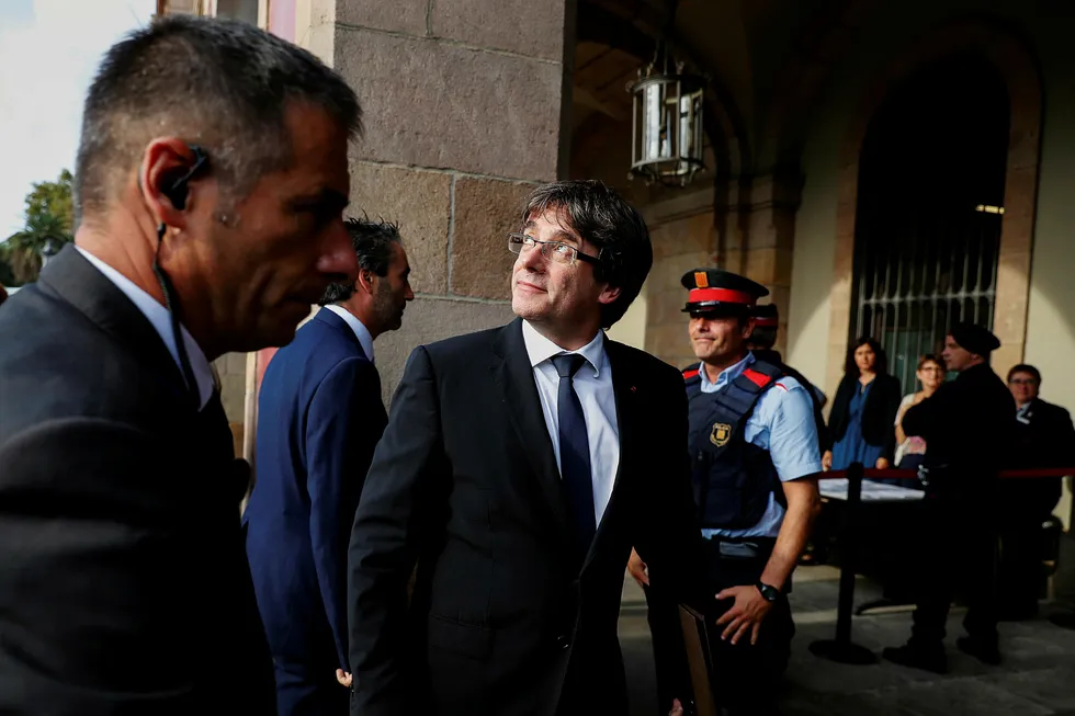 Catalonias avgåtte president Carles Puigdemont. Foto: Rafael Marchante/Reuters/NTB scanpix