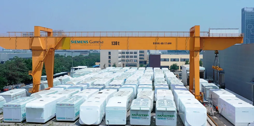Siemens Gamesa turbines awaiting shipment.