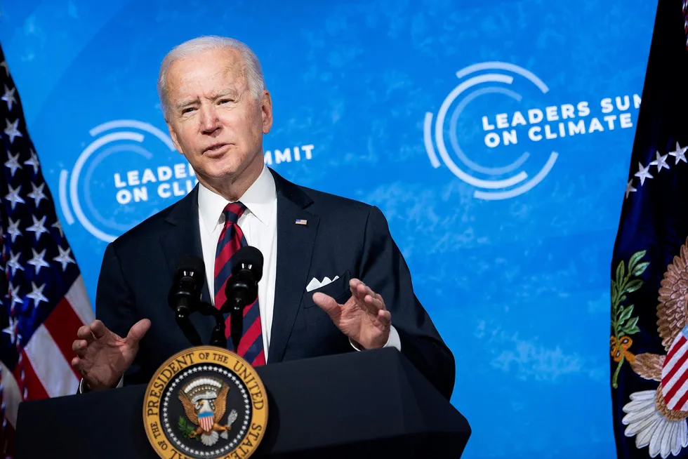 USAs president Joe Biden på torsdagens virtuelle klimatoppmøte.
