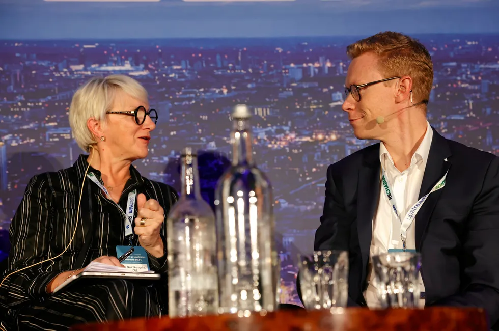 Nina Skorupsca, former head of the UK’s Association for Renewable Energy & Clean Technology (left) and Per Arne Solend, head of M&A at Equinor.