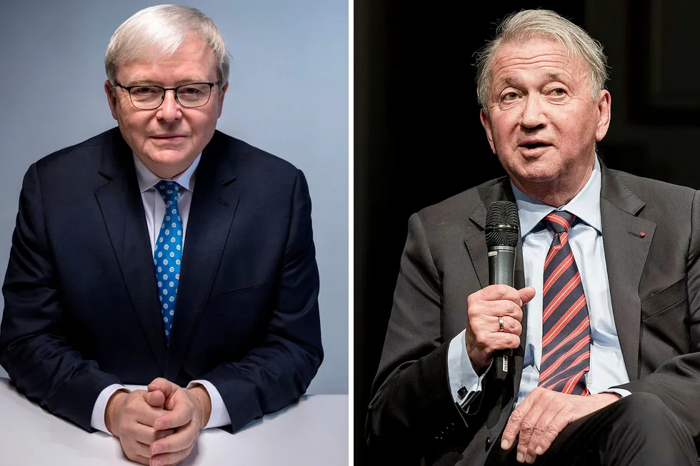 Terje Rød-Larsen (til høyre) gjorde ikke som styreleder Kevin Rudd ønsket.