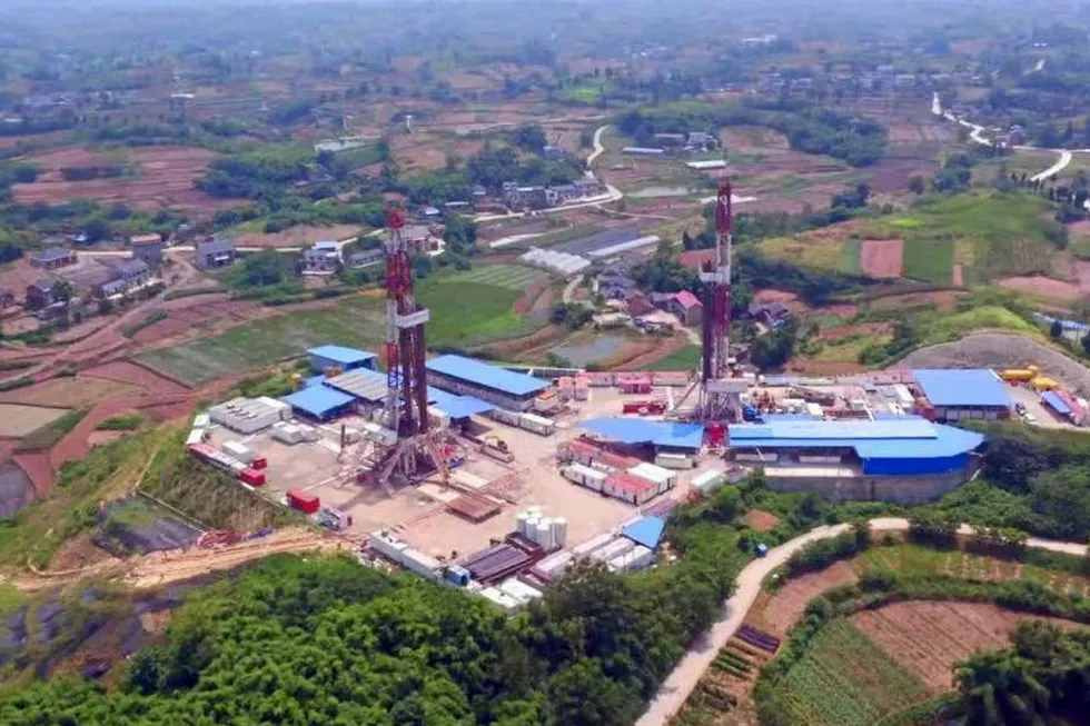 On location: Sinopec's drilling pad at Weirong shale gas play in Sichuan
