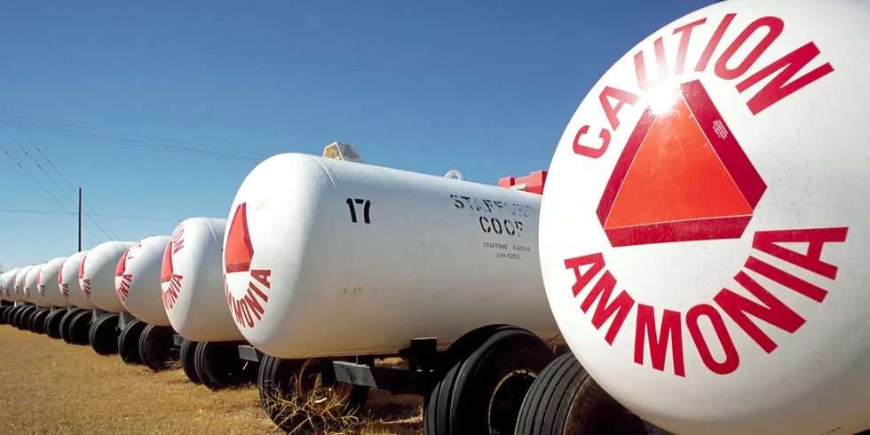 Tanks of ammonia, used as a fertiliser, at a farmers’ co-op in Kansas.