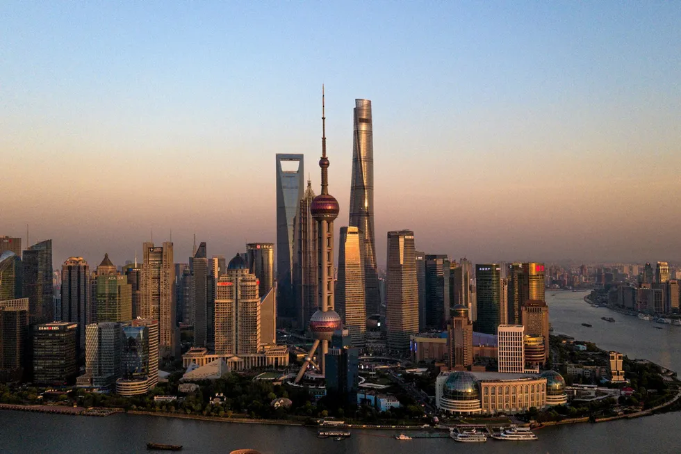 Shanghai's business district Pudong, on the Huangpu River