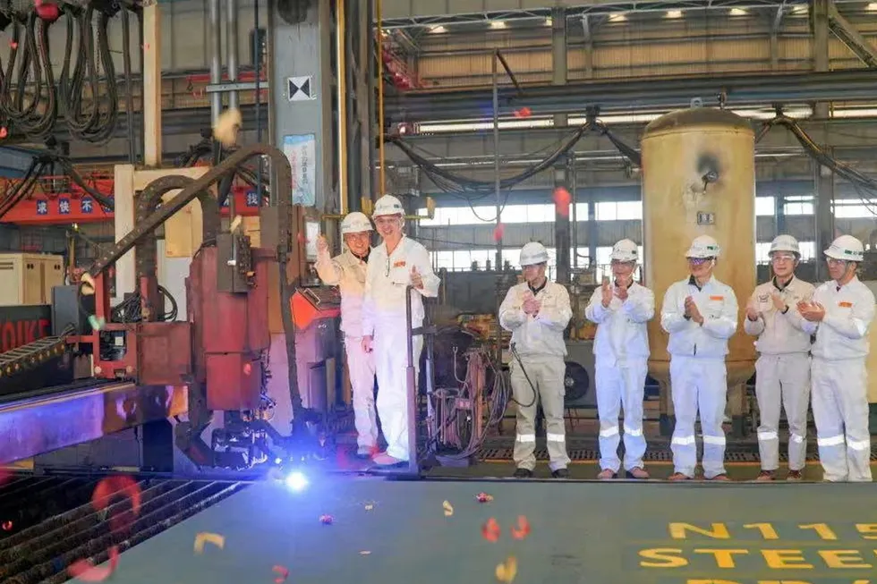 Milestone moment: first steel is cut for the P-82 FPSO hull which will be delivered at the end of this year.