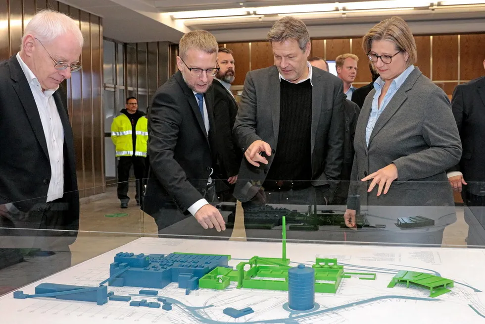 German vice-chancellor Robert Habeck on a site visit, where he announced billions of euros in state aid for Stahl-Holding-Saar.
