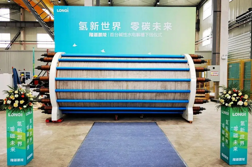 A hydrogen electrolyser stack manufactured by Chinese OEM Longi.