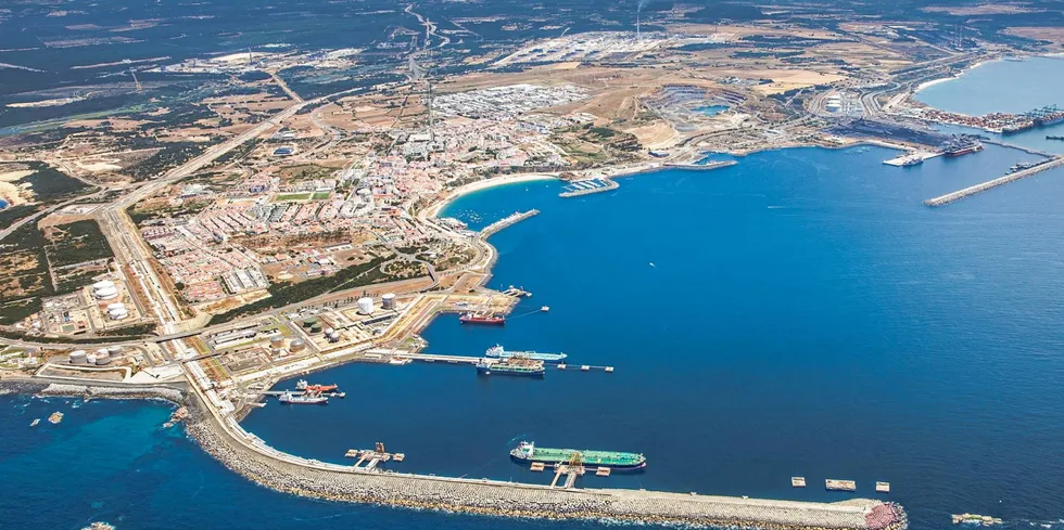 An aerial view of the Port of Sines, where the project will be built.