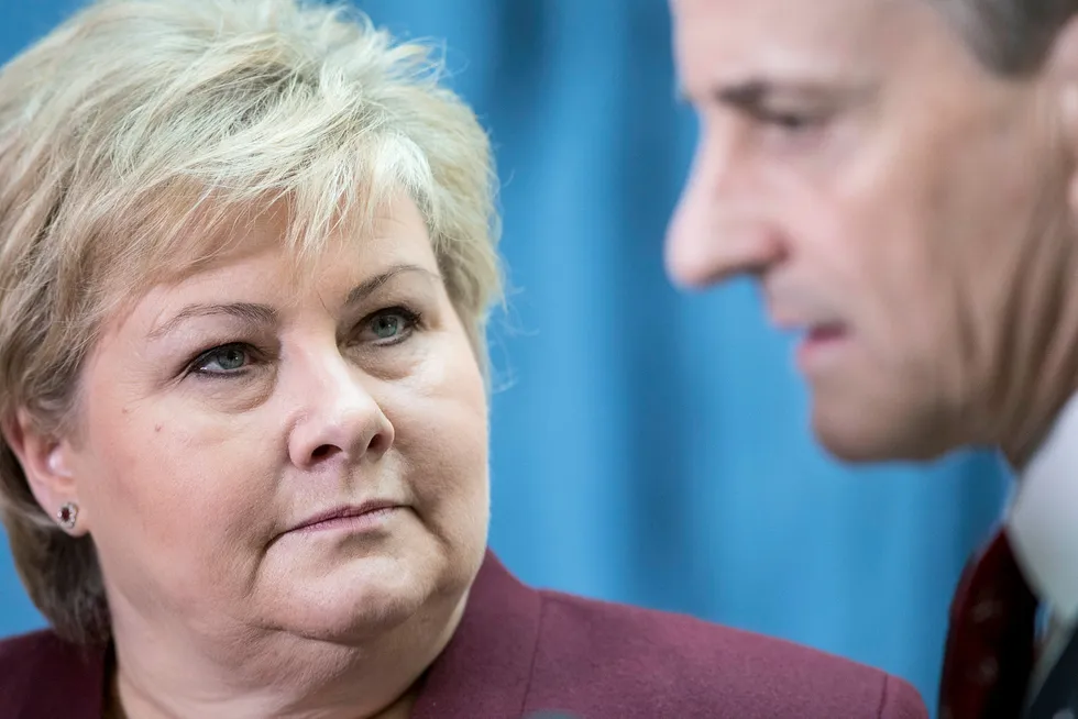 Statsminister Erna Solberg og Arbeiderpartiets leder Jonas Gahr Støre er totalt uenige om skatt. Foto: Gunnar Bløndal