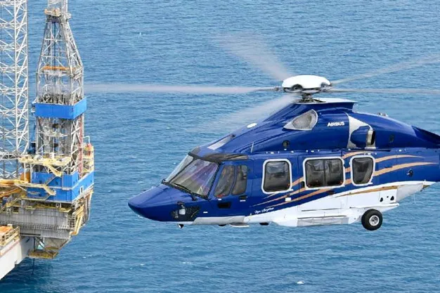 Babcock chopper: near a jack-up drilling rig in Australia