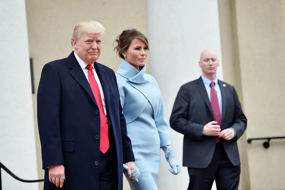 Før innsettelsesseremonien fredag besøkte Donald Trump og hans kone Melania St. Johns kirke. Foto: Nicholas Kamm/AFP/NTB scanpix