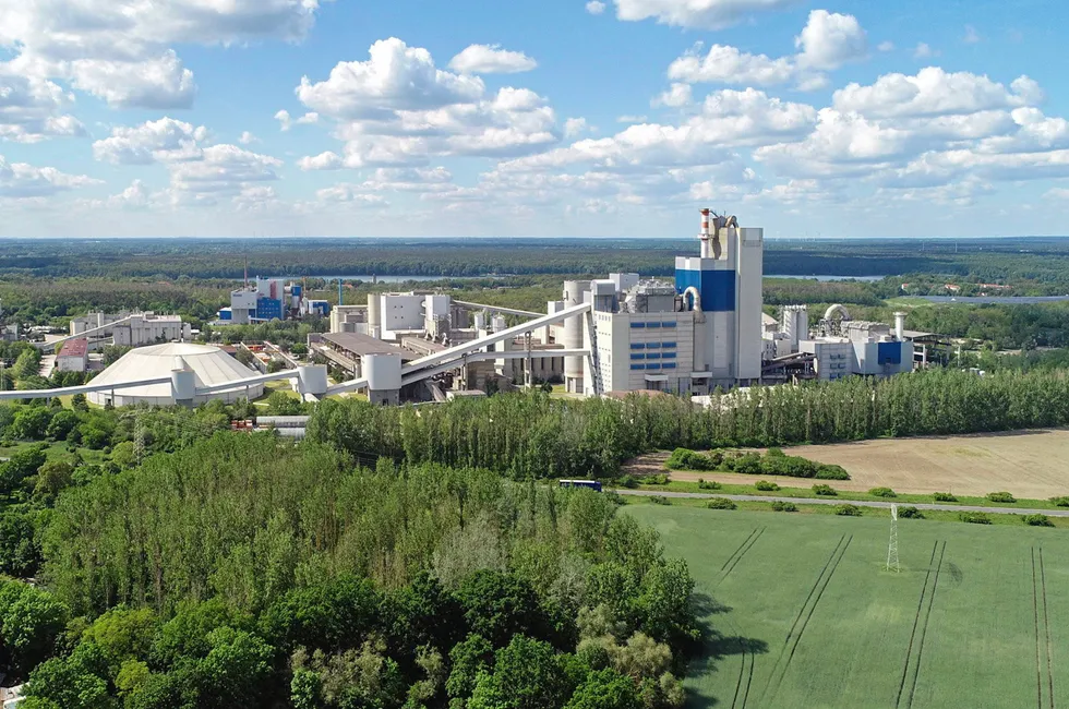 Cemex's cement plant in Rüdersdorf, Germany, which will provide the CO2 for the project, which is to be built nearby.