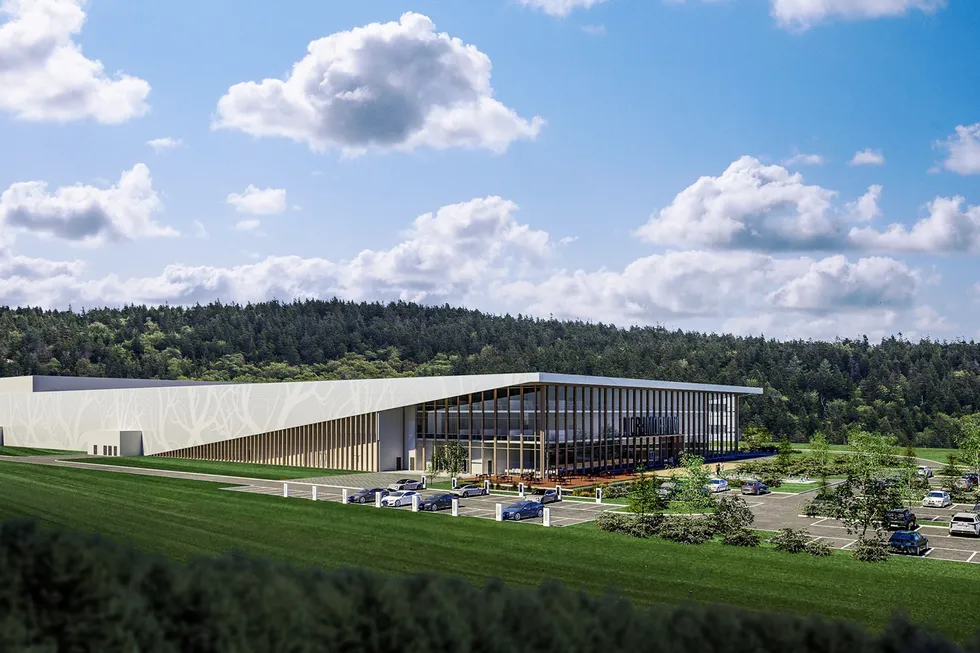 Morrows planlagte batterifabrikk skal bygges på Eyde næringspark utenfor Arendal. Dette er det første byggesteget.