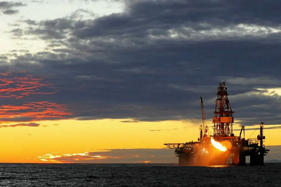 An exploration sight to behold: the semi-submersible Ocean Monarch drilling at the Sole- field in Australia in 2018
