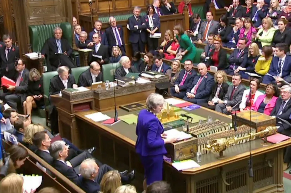 Brexitavtalen og Theresa Mays skjebne avgjøres nå her i Underhuset i parlamentet. Her under en tidligere sesjon i høst.