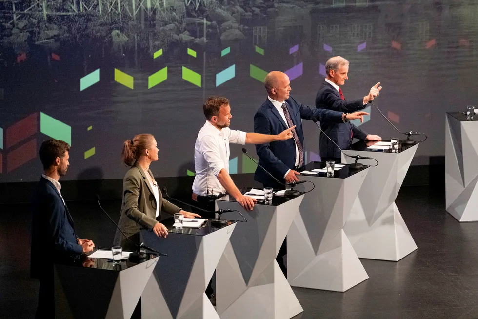 Taletrengte opposisjonsledere under NRKs partilederdebatt i Arendal torsdag.