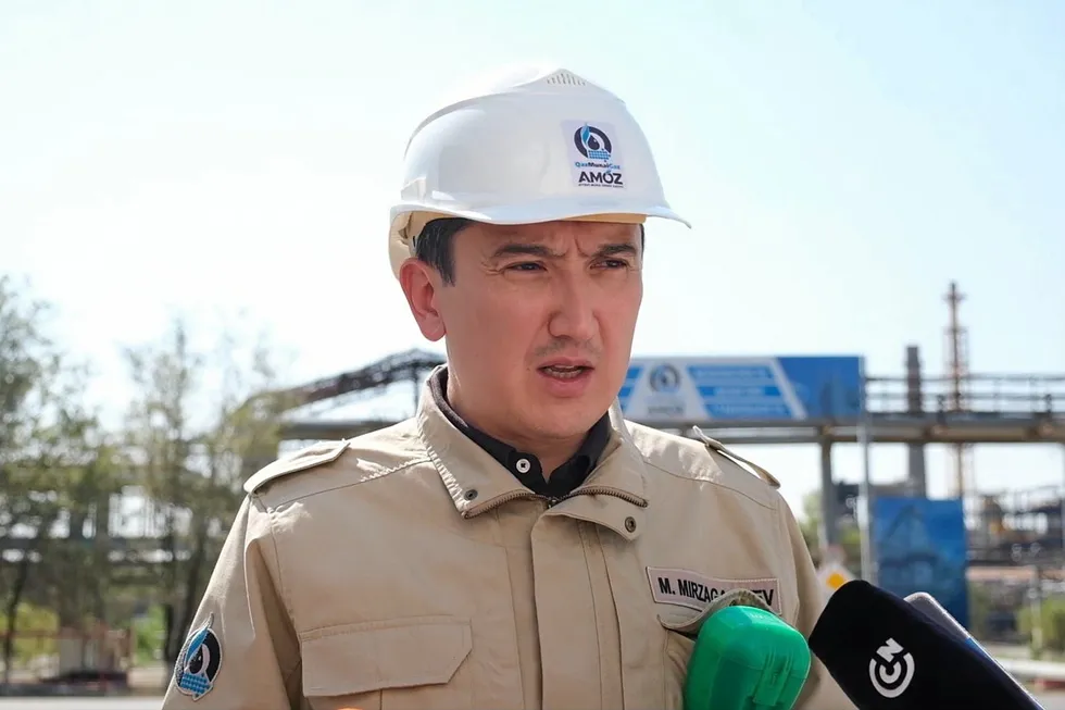 Inspections: Executive chairman of Kazakh oil and gas producer KazMunayGaz Magzum Mirzagaliyev.