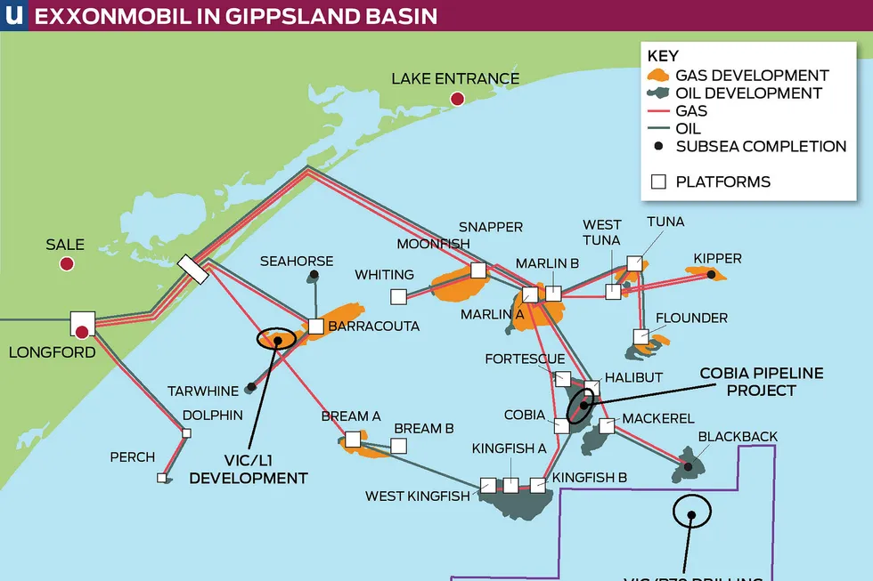 Offshore assets: oil and gas fields in the Bass Strait