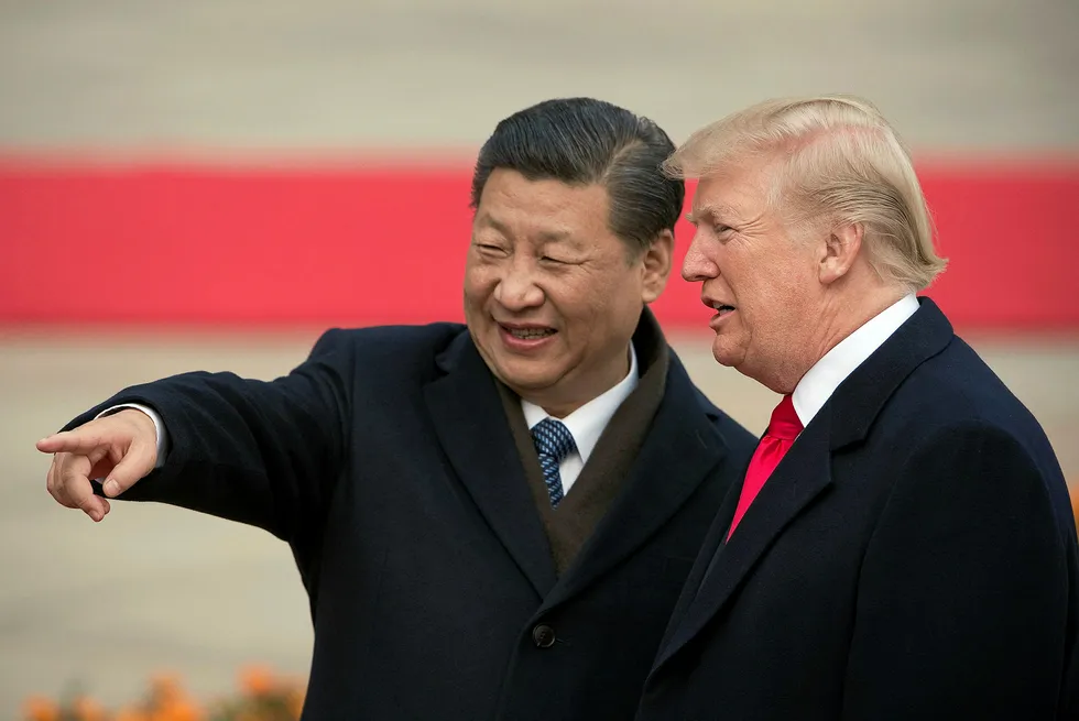 Before the storm: China's President Xi Jinping (left) and US President Donald Trump pictured during Trump's visit to China last year