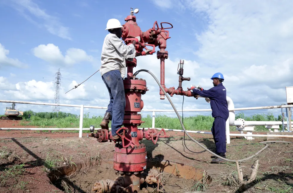 Oil-rich: Workers at an oil well in Ruweng State, South Sudan