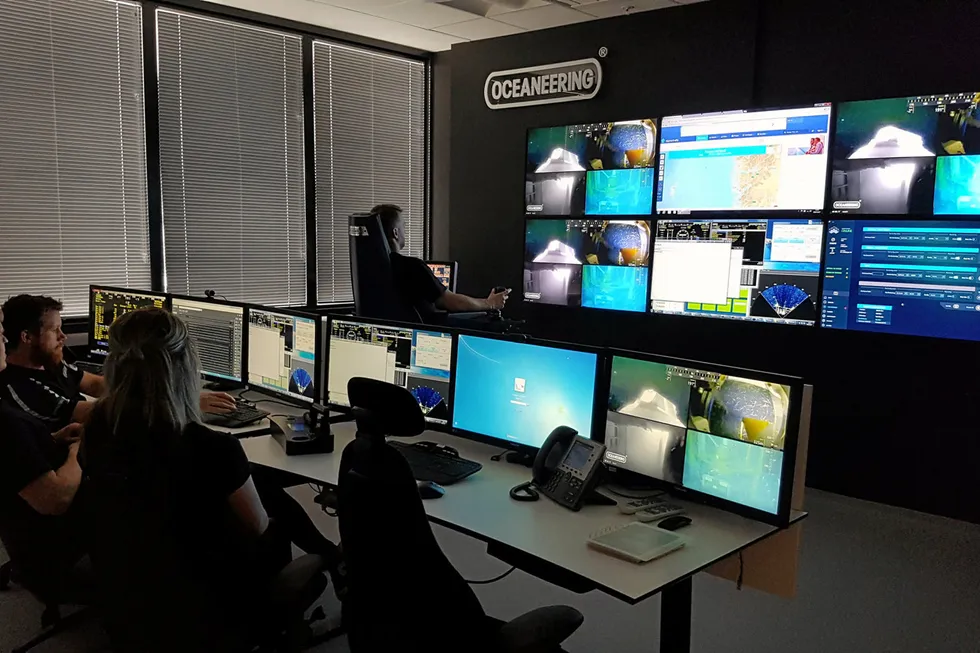 Remote ops: A pilot oversees remotely-operated vehicle operations from an Oceaneering Onshore Remote Operations Center in Stavanger