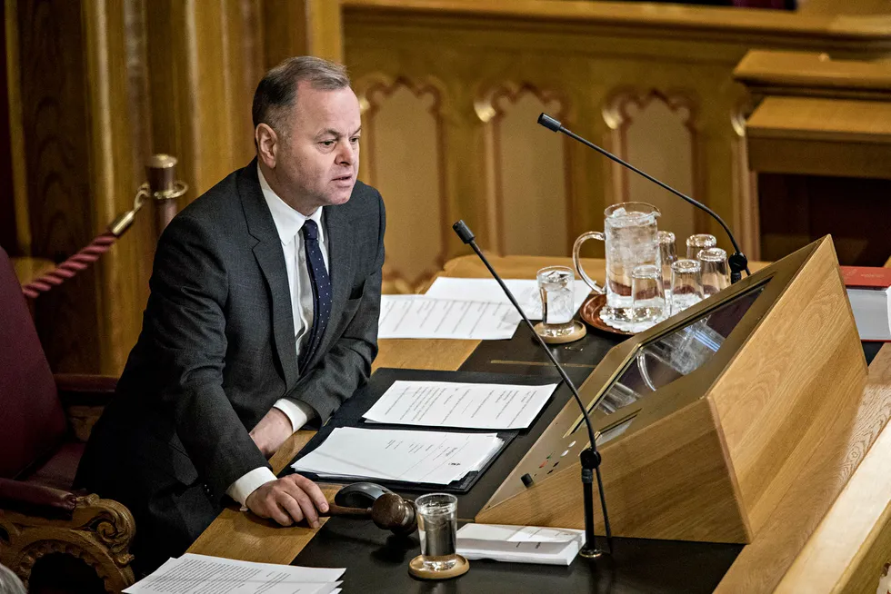 Stortingspresident Olemic Thommessen har trukket seg etter at KrF trakk støtten. Foto: Aleksander Nordahl