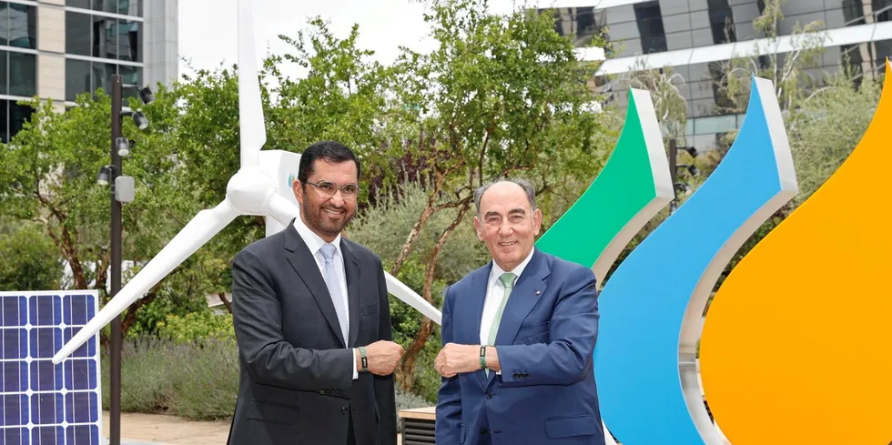 Masdar's Sultan Al Jaber and Iberdrola executive chairman Ignacio Galan,