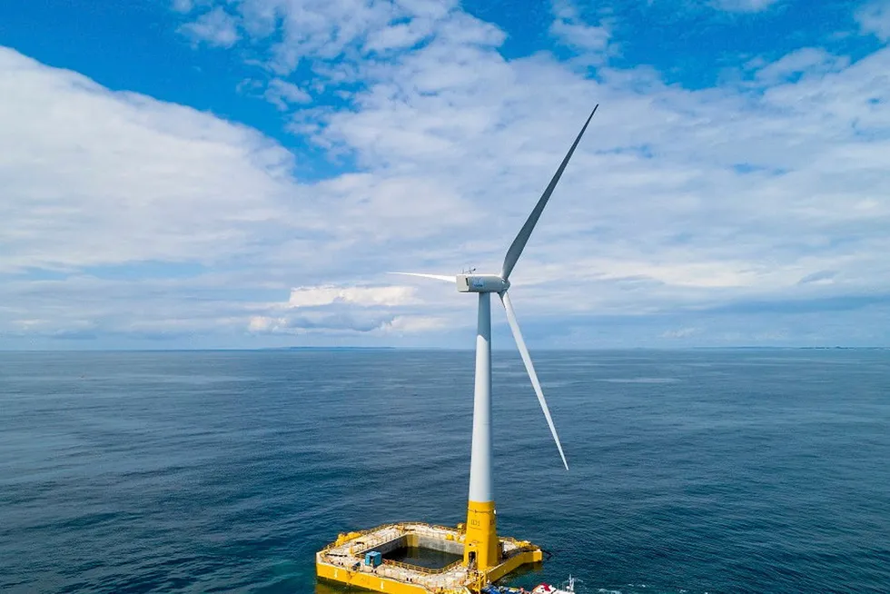 New winds: Ideol's first floating wind turbine off the coast of Le Croisic, France.