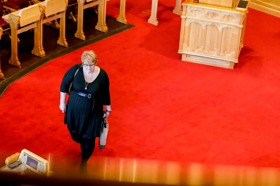 Trine Skei Grande går av som Venstre-leder og statsråd. Her er hun på Stortinget under spørretimen i dag. Foto: Vidar Ruud/NTB Scanpix
