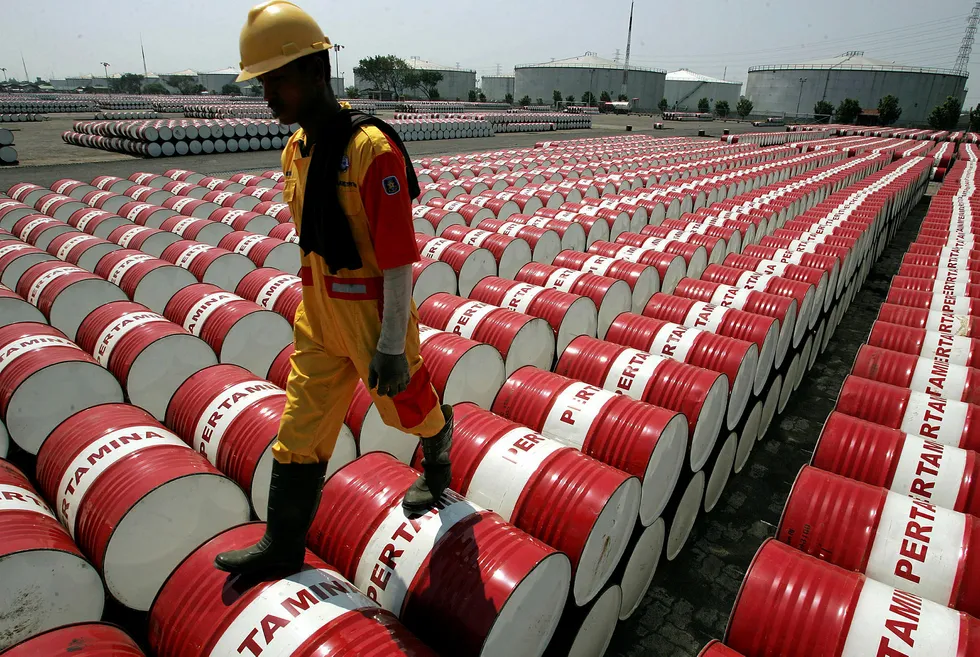 Barrels: an oil storage depot in Jakarta