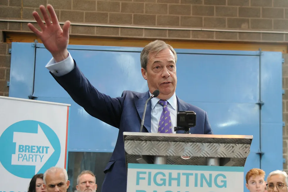Nigel Farage under lanseringen av det nye Brexit Party i Coventry fredag.