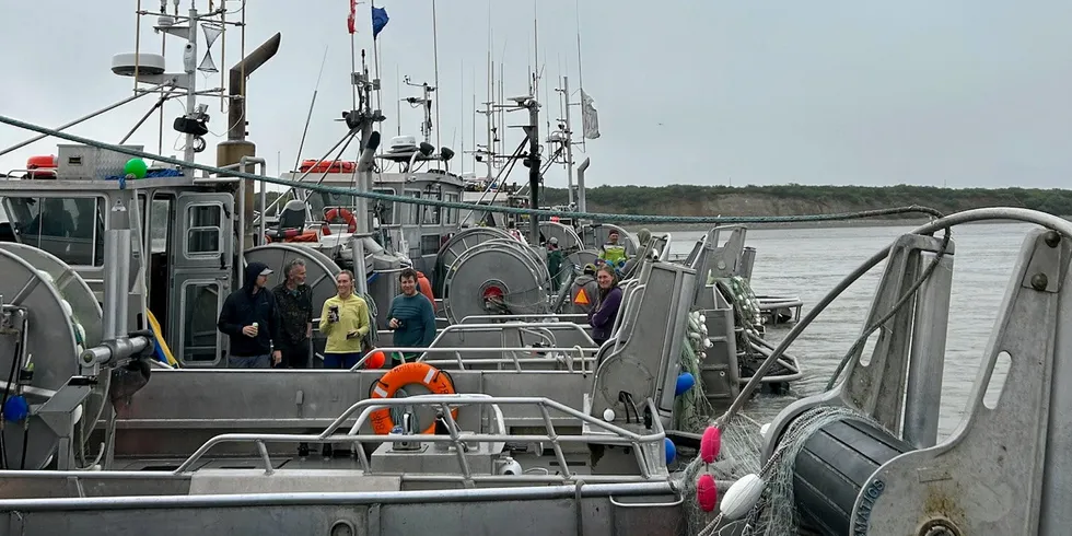 Bristol Bay fishermen in the Naknek protest low base prices onThursday.