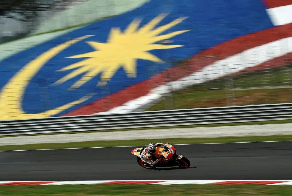Powering up: Repsol Honda Team's Japanese rider Hiroshi Aoyama powers at last year's Malaysian MotoGP