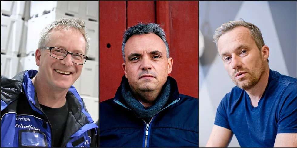 Torfinn Kristoffersen (f.v.), Ted Robin Endresen og Arne Karlsen er viktige industriaktører i Vesterålen, men bedriftene i Øksnes kommune tjener knapt penger på en omsetning på 1,8 milliarder kroner.